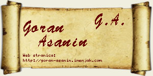 Goran Ašanin vizit kartica
